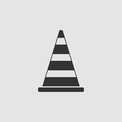 Traffic cone icon flat