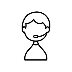 avatar man with headset icon, line style