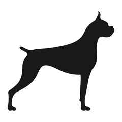 Silhouette of a German boxer. Vector stock icon isolated on a white background.
