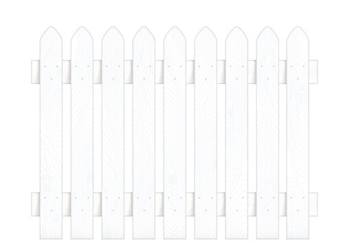 Vector isolated white wooden fence or picket