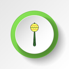 cartoon shaker rattle toy colored button icon. Signs and symbols can be used for web, logo, mobile app, UI, UX