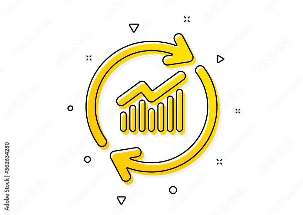Poster update report graph or sales growth sign. chart icon. analysis and statistics data symbol. yellow ci