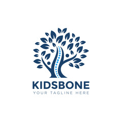 kidsbone logo, creative tree, human and backbone vector