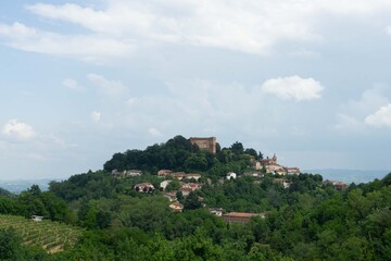 View of Monticello d'Alba with the Castle, Piedmont - Italy