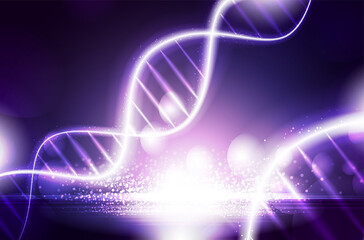 DNA digital, sequence, code structure with glow. Science concept and nano technology background. vector design..