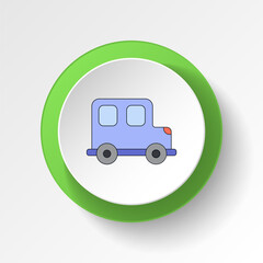 cartoon toy car colored button icon. Signs and symbols can be used for web, logo, mobile app, UI, UX