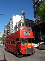 Foto op Canvas Red double-decker bus in Montevideo Uruguay 2019 © CURTIS