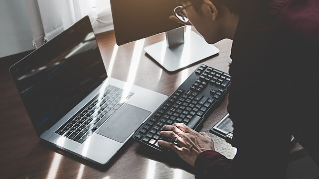 Programmer working in a software development and coding technologies. Website design. Technology concept.