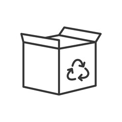 box with recycle symbol icon, line style