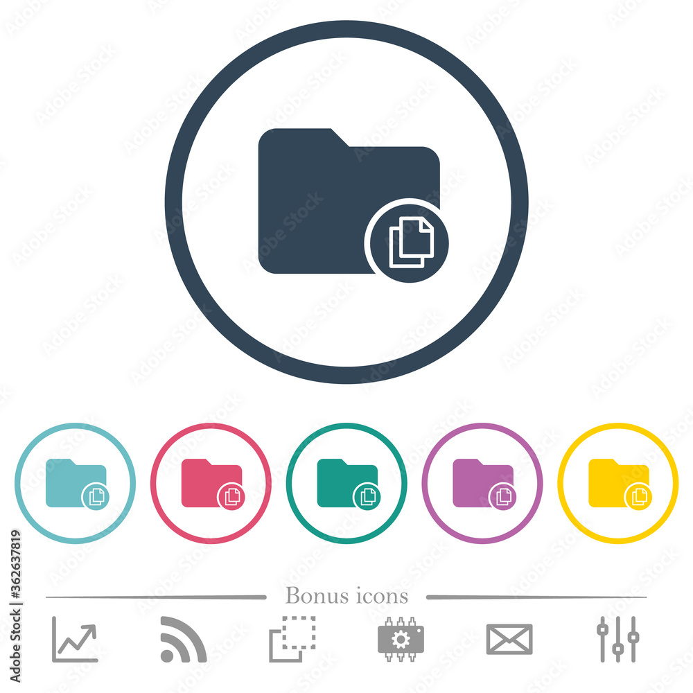 Poster copy directory flat color icons in round outlines
