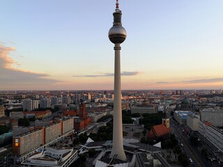 Communications Tower In Berlin Against Sky During Sunset