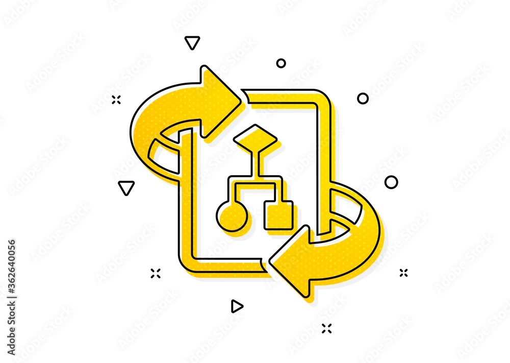 Aufkleber project documentation sign. technical algorithm icon. yellow circles pattern. classic technical algo
