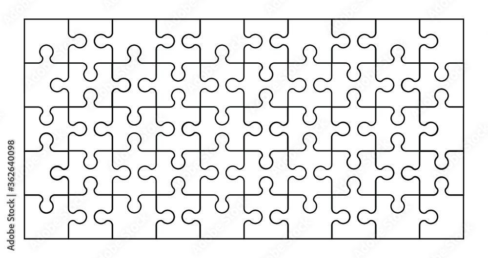 Poster set of fifty puzzle pieces. puzzle with different types of details and the ability to move each part