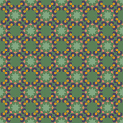 Floral seamless pattern on green backdrop.