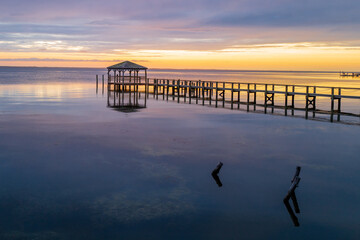 Obraz premium Pier and Gazebo over Currituck Sound