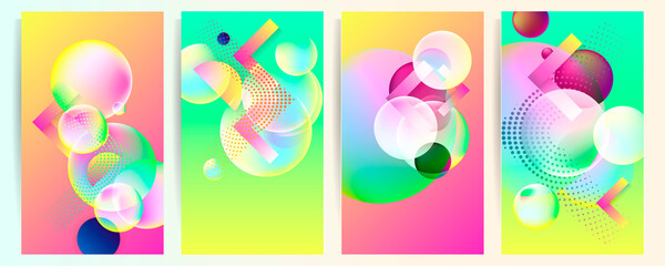 Set geometric colors fluid shapes eps 10. Flowing and liquid abstract gradient background for banner, poster or book. Vector design