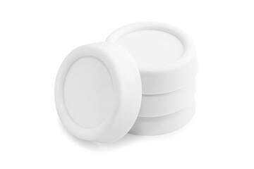 Anti-vibration pads for washing machines and refrigerators isolated on white. Isolated object