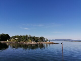 Island in the ocean on a beautiful summer day