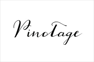 Pinotage Wine hand lettering vector isolated on white background for wine menu, wine list, wine card, restaurant, bar, winery, vineyard, drink list, bottle and glasses.