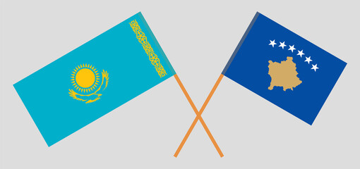 Crossed flags of Kosovo and Kazakhstan
