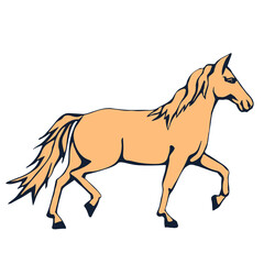 Vector background hand drawn doodle horse. Hand drawn ink illustration. Modern ornamental decorative background. Vector pattern. Print for textile, cloth, wallpaper, scrapbooking