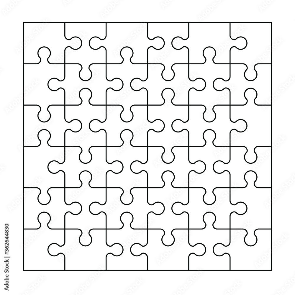 Poster set of thirty six puzzle pieces. puzzle with different types of details and the ability to move each