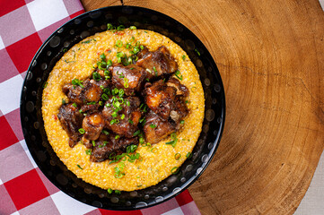 .Oxtail with hominy. Typical dish of Brazilian cuisine.