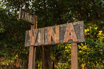 old wooden sign