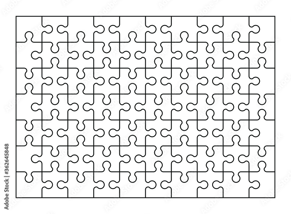 Poster set of seventy puzzle pieces. puzzle with different types of details and the ability to move each pa