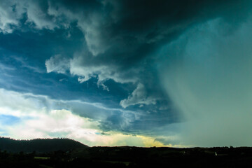 Naklejka na ściany i meble Severe thunderstorm developing over the front range of Rocky Mountains.