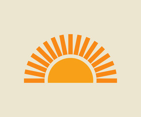 Sunset sun icon. Sun symbol. Flat design vector illustration.