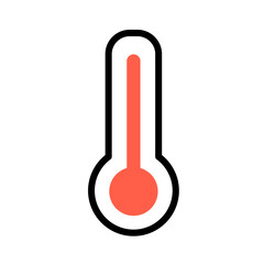 Temperature symbol, thermometer. Minimal black and white outline icon. Flat vector illustration. Isolated on white background.