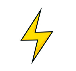 Yellow thunder bolt symbol icon. Flash shape icon. Vector illustration.