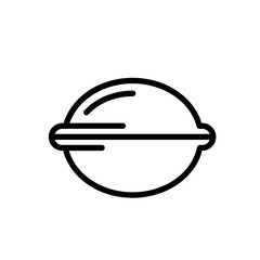 Walnut sideview simple black and white outline icon. Flat vector illustration. Isolated on white background.