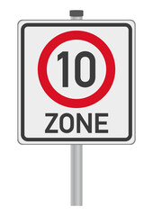 Verkehrschild, Tempo 10, 10er Zone, Nachbildung