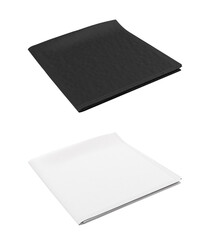 Template, mockup black and white color. Scarf, shawl, kerchief, bandana, handkerchief, rag, cloth, towel, napkin. 3d realistic illustration isolated on white background.