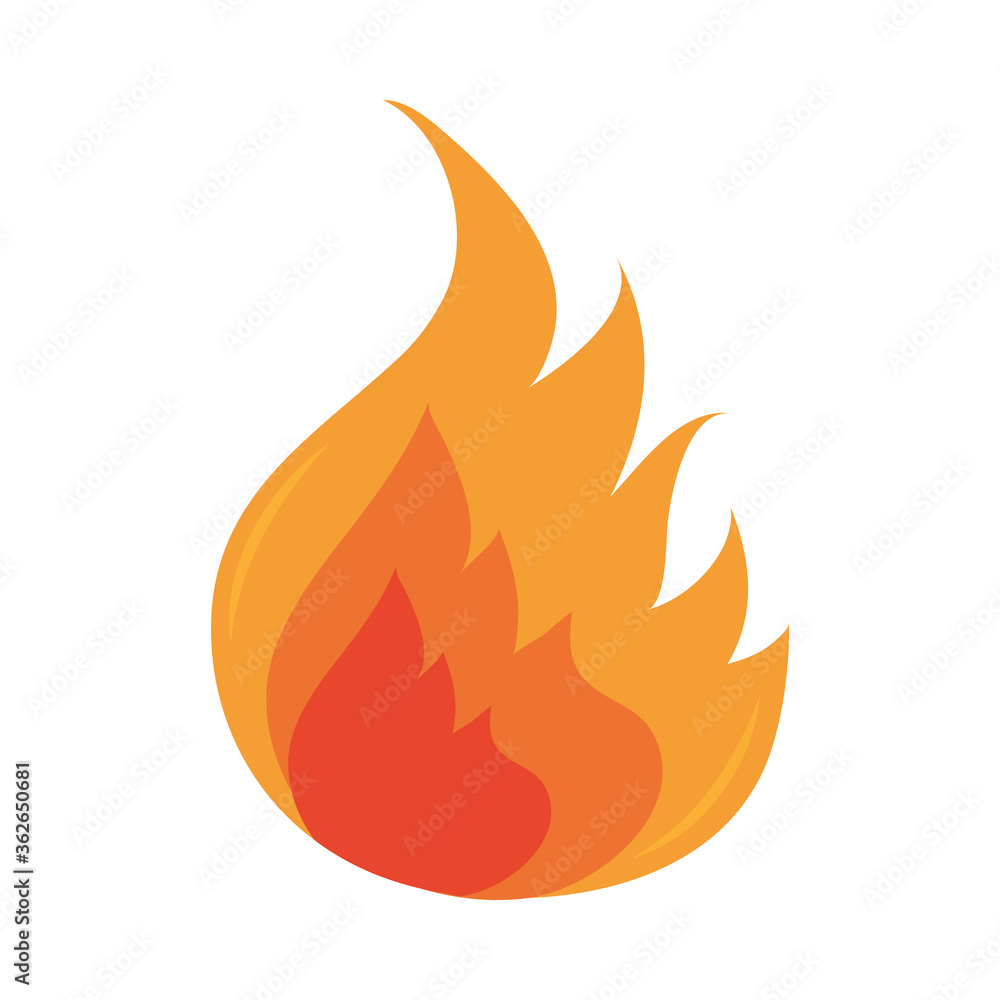 Wall mural fire flame burning hot glow flat design icon