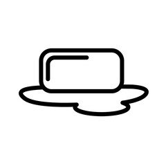 Wet cleaning, soap minimal black and white outline icon. Flat vector illustration. Isolated on white background.