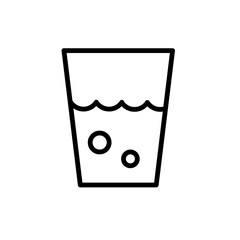 Water glass simple black and white outline icon. Flat vector illustration. Isolated on white background.