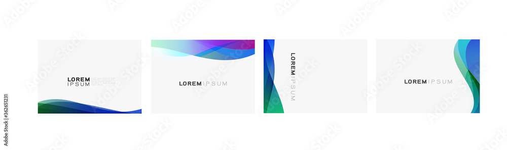Poster set of colorful gradient curve on white background with space. modern background for business or tec