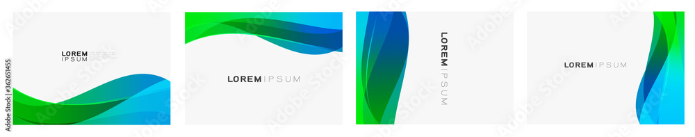 Poster set of colorful gradient curve on white background with space. modern background for business or tec