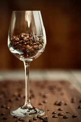 Coffee beans in wine glass