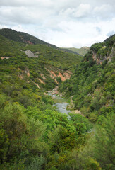 Fototapeta premium Guadiaro river near the Canyon of the Buitreras -Canon de las Buitreras-, famous gorge located at the Alcornocales Natural Park, province of Malaga, Andalusia, Spain