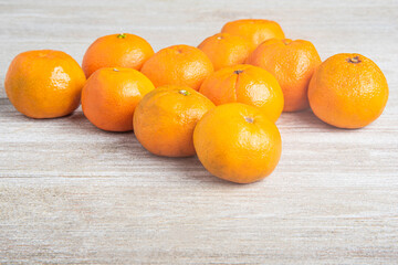 Fresh Oranges On White Painted Texture Wood Panel