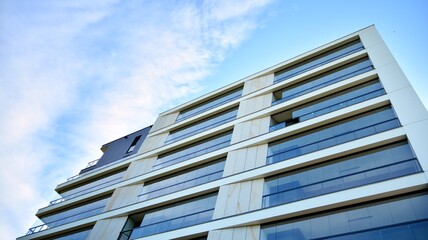 Modern European residential apartment buildings quarter. Abstract architecture, fragment of modern urban geometry.