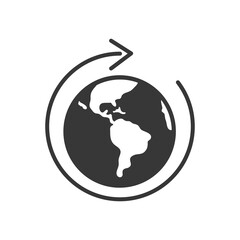 earth planet with circle arrow around, silhouette style