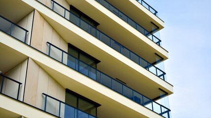 Modern European residential apartment buildings quarter. Abstract architecture, fragment of modern urban geometry.