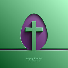 Obraz premium Easter card in the shape of an egg with the image of a Christian cross, Easter background