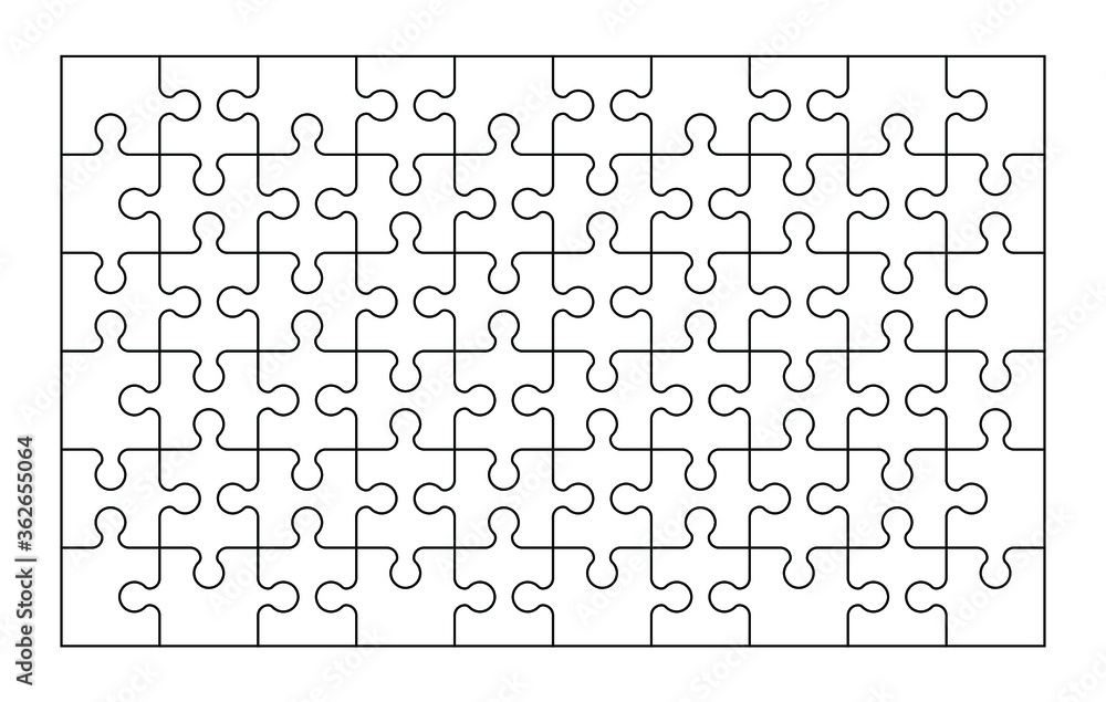 Poster set of sixty puzzle pieces. puzzle with different types of details and the ability to move each part