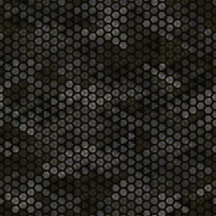 Dark pattern of triangles, hexagons, squares. Gray, dark, black colors